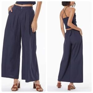 YFB Young Fabulous & Broke Wide Leg Pants XS Green 100% Cotton High Rise